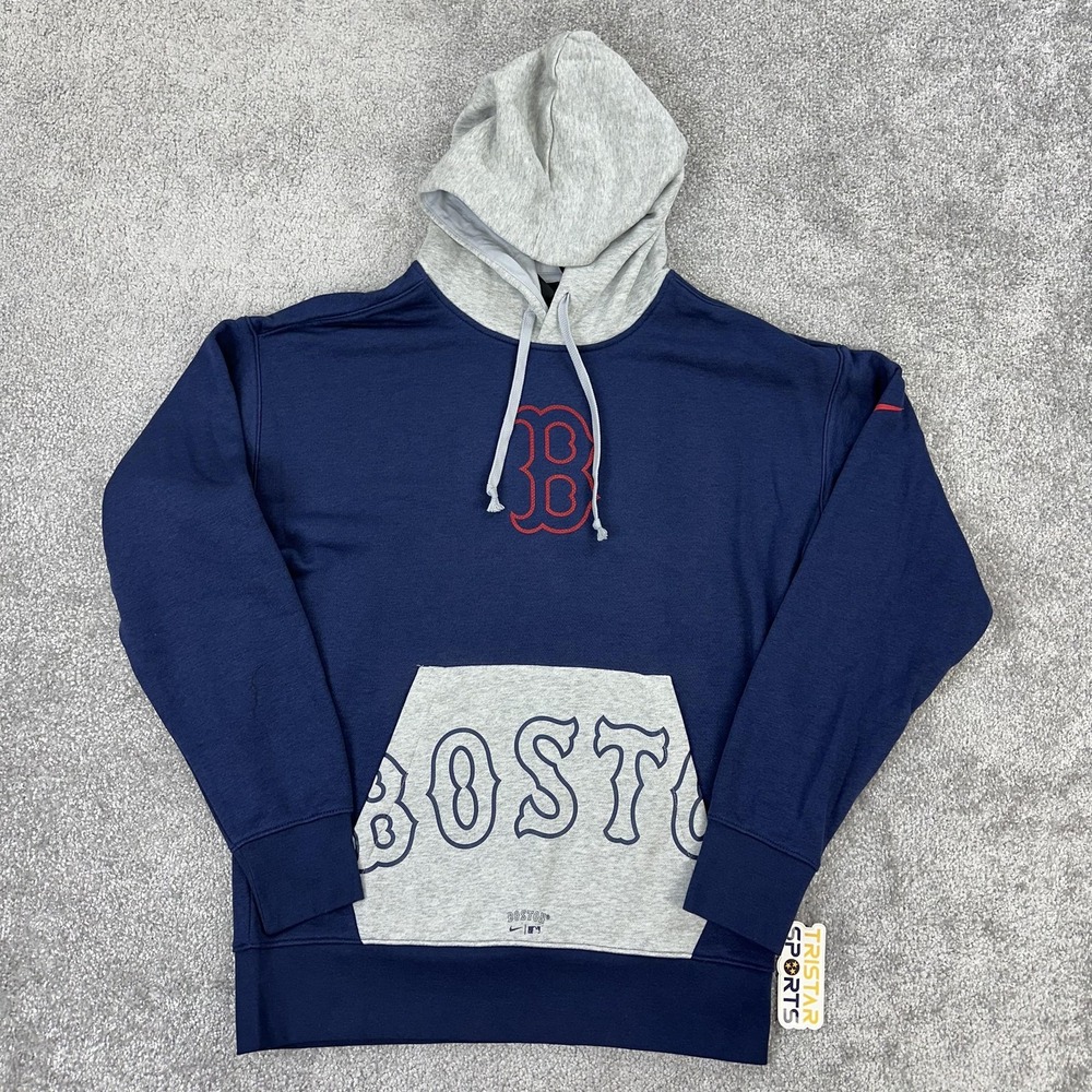 Boston Red Sox Hoodie Mens Small Blue Gray MLB Baseball Nike Pullover Sweatshirt